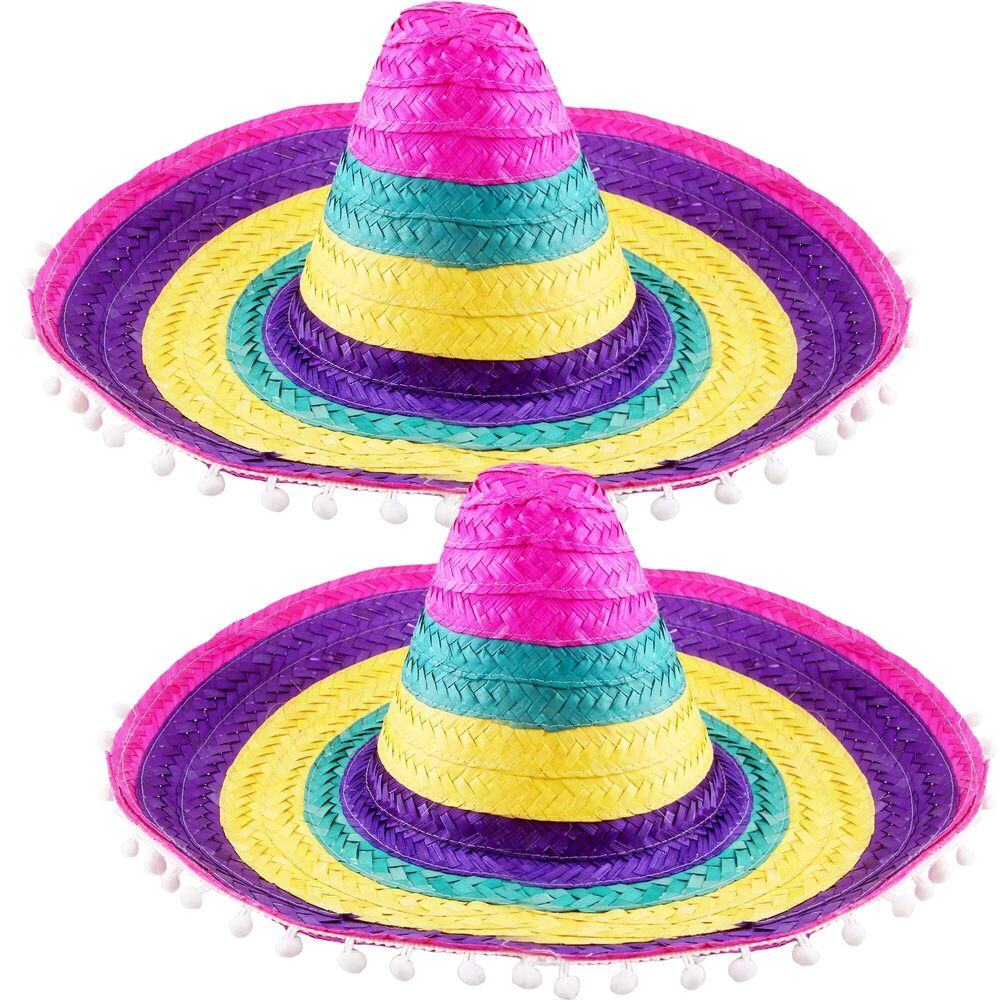 8926 2 Pcs Mexican Straw Sombrero Hat Cinco de Mayo Festive Hat Giant